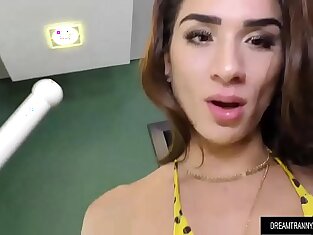 Sexy Tranny Adriana Rodrigues Shows Off Her Body and Strokes Her Cock